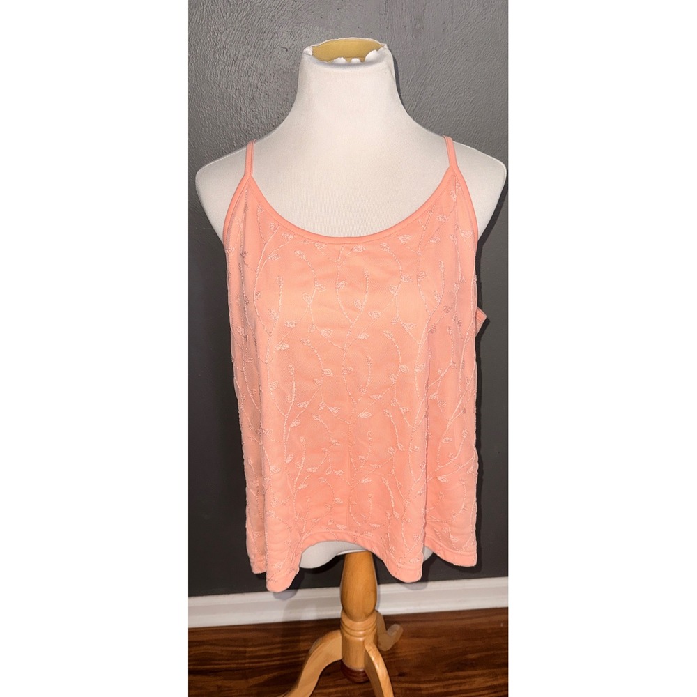 Lane Bryant Designs & Co Peach Embroidered‎ Vine Camisole Tank Top Plus 22/24